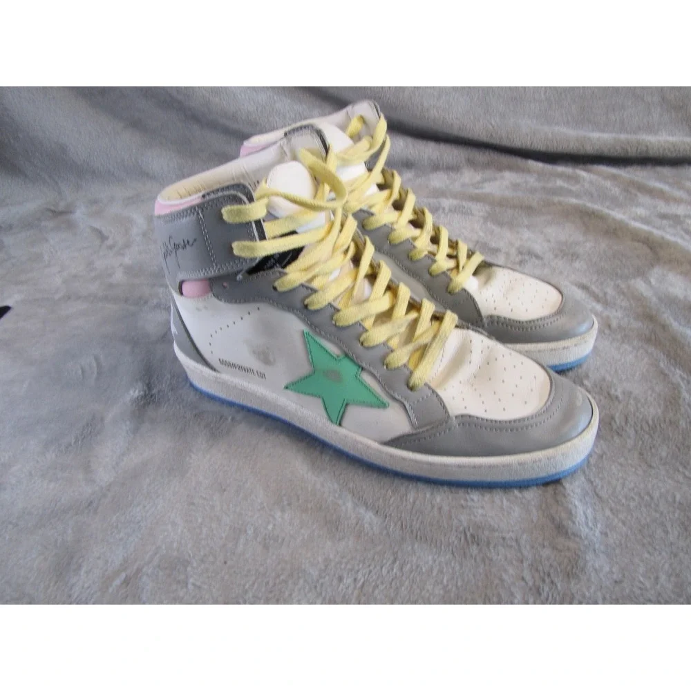 Golden Goose Sky-Star High Top Sneakers White Grey Mint Green Pink Womens - Picture 3 of 13